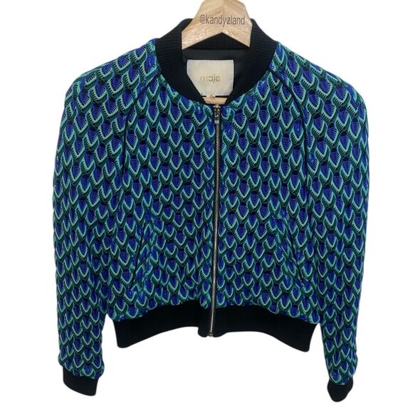MAJE Mira Multicolor Lace Bomber Jacket Size XS/S - Picture 2 of 7